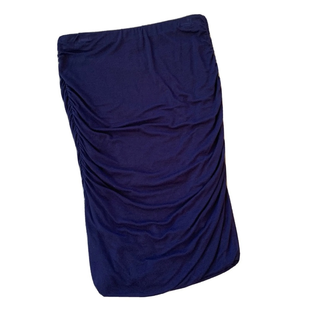 Renee C. Ruched Knit Pencil Skirt sz S Blue Elastic Waist Rayon